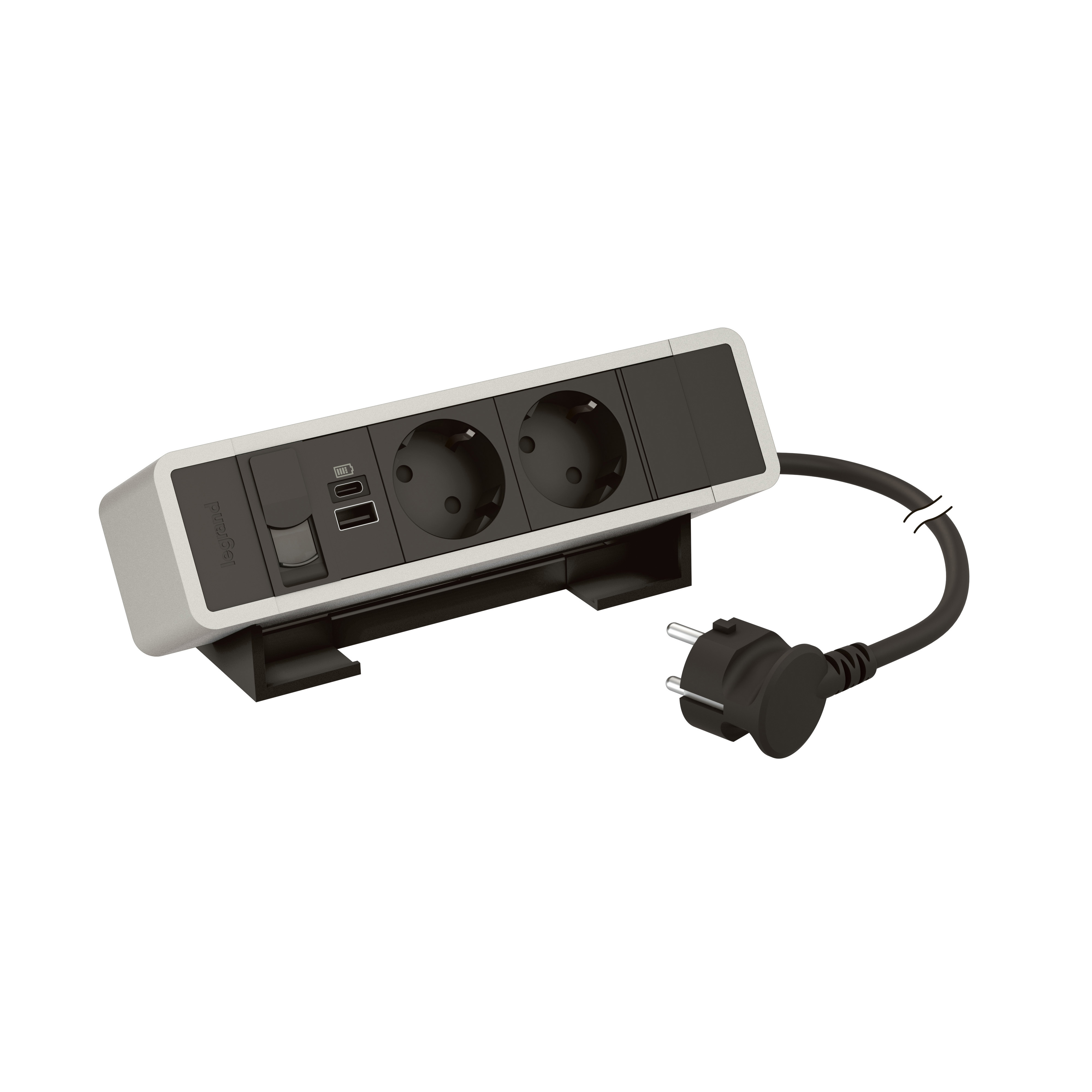 Bureaublok alu.zwart -2 WCD +1 USB A+C 15W +1 RJ45 CAT6 FTP -snoer L2m ...
