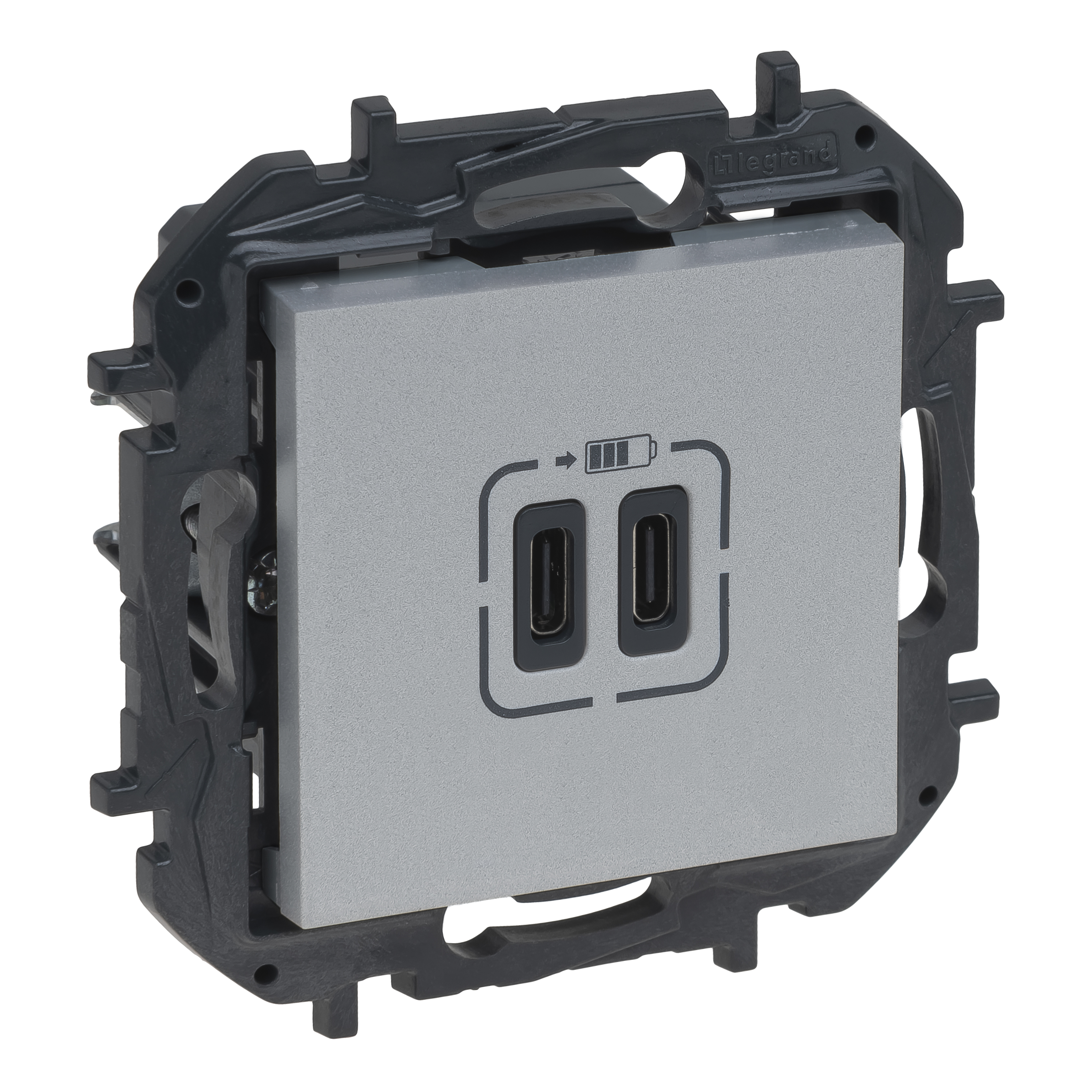 NiloéStep USB töltőaljzat C+C 3000mA/ 5V süllyesztett alumínium IP40 LEGRAND