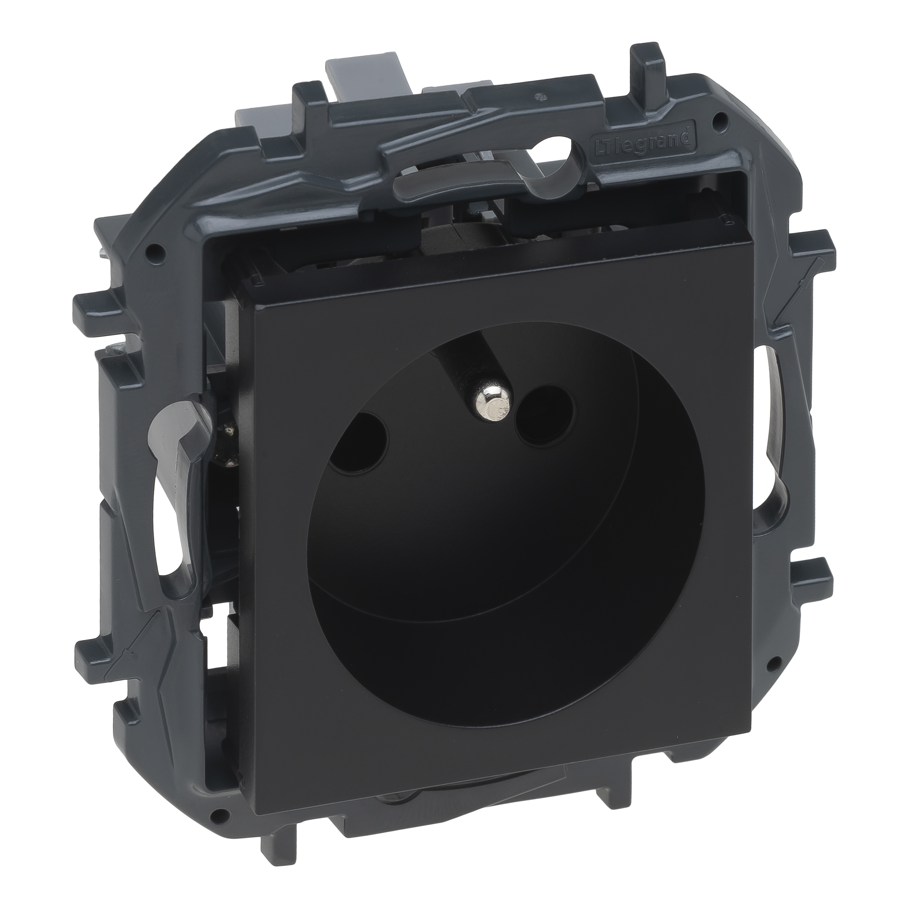 Product: NILOE STEP MODUŁ CZARNY GNIAZDO 1X Z/U ZACISKI SPRĘŻYNOWE 16A 250V