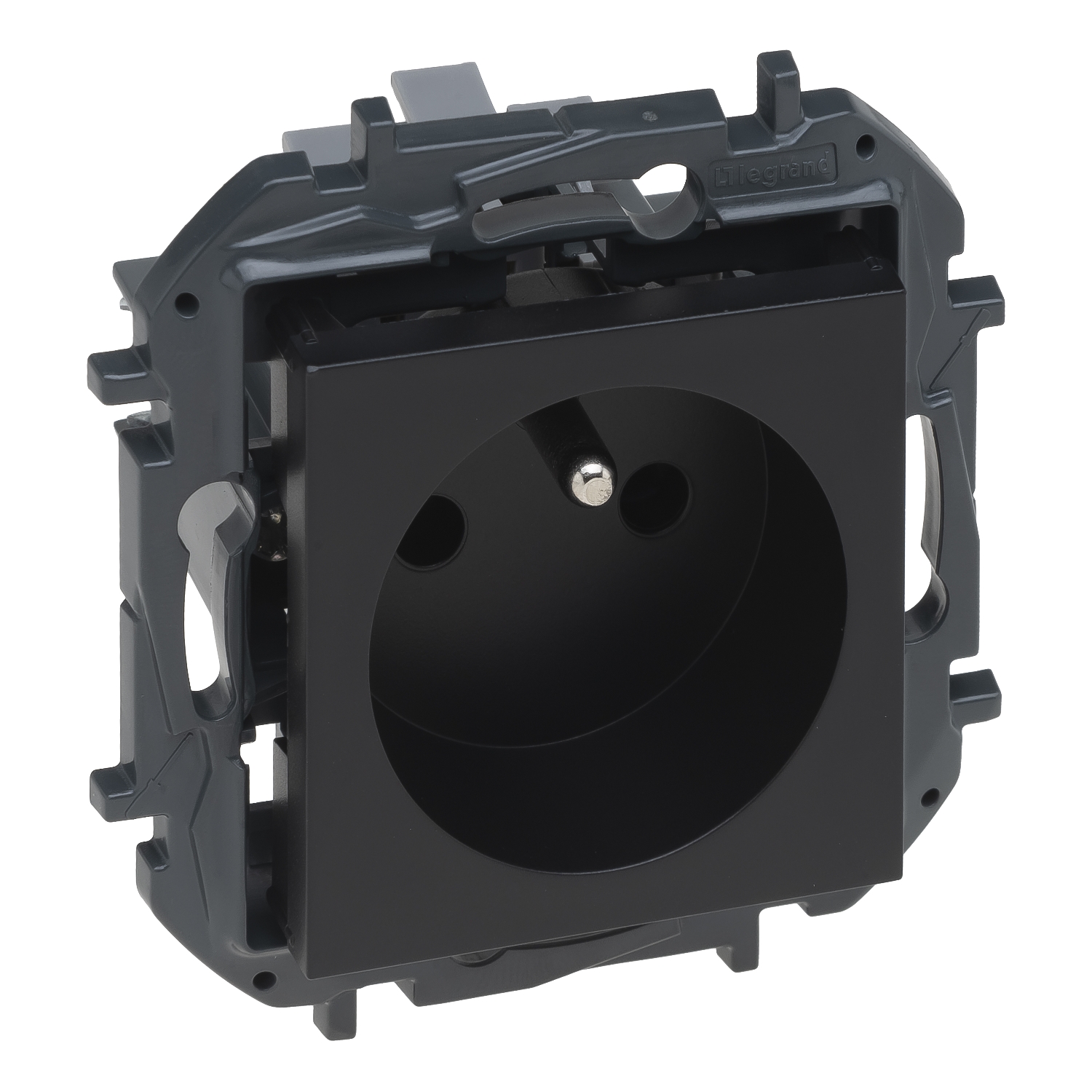 Product: NILOE STEP MODUŁ CZARNY GNIAZDO 1X Z/U Z PRZESŁONAMI ZACISKI SPRĘŻYNOWE 16A 250V