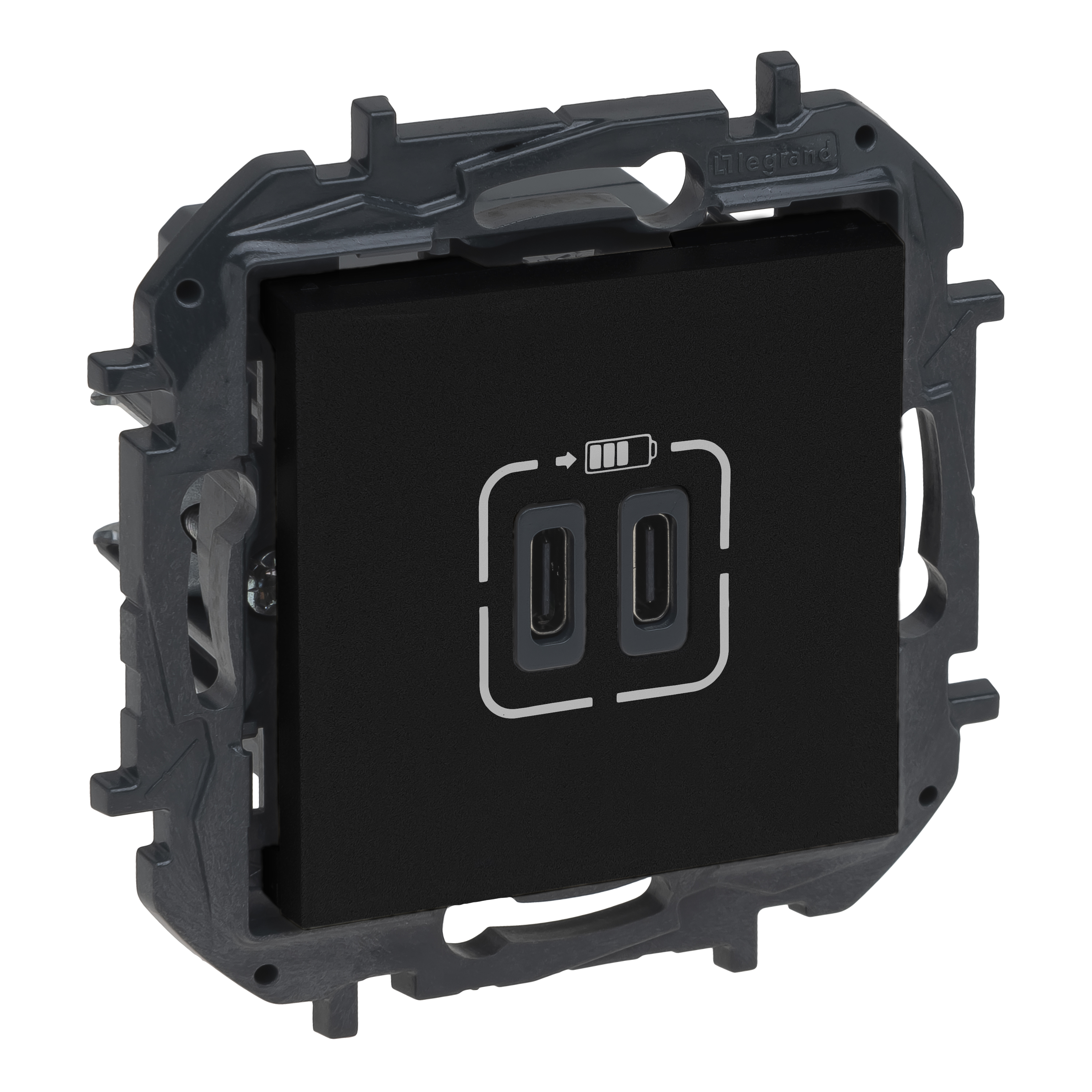 NiloéStep USB töltőaljzat C+C 3000mA/ 5V süllyesztett fekete IP40 LEGRAND