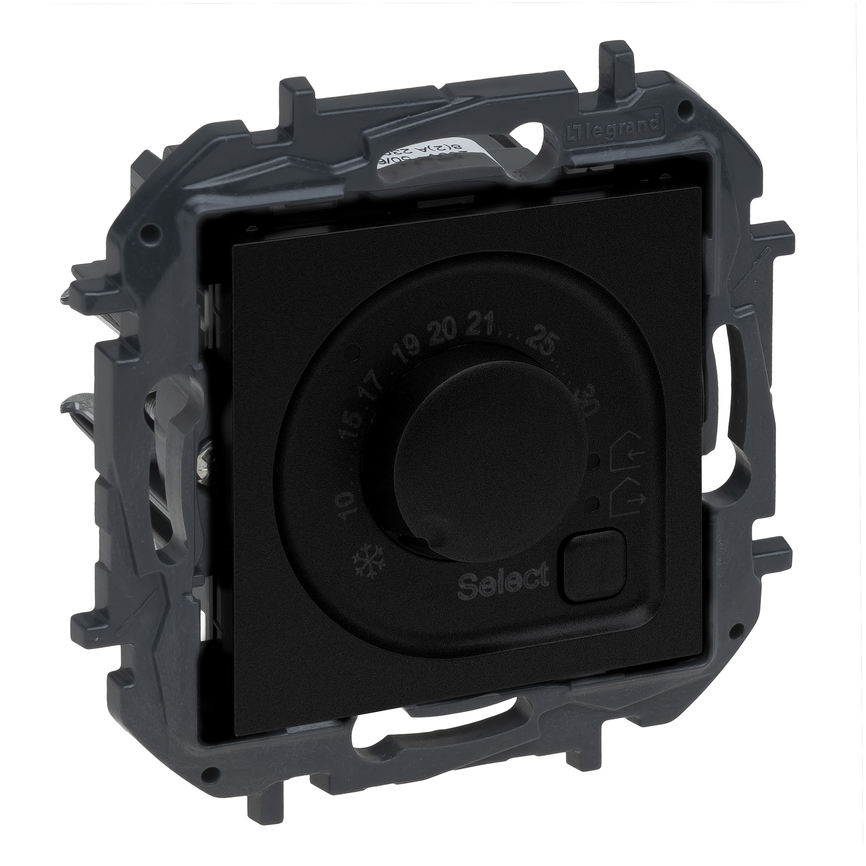 NiloéStep szobatermosztát süllyesztett 10-30°Cméréstartomány 8A/ 250V fekete 230VAC LEGRAND