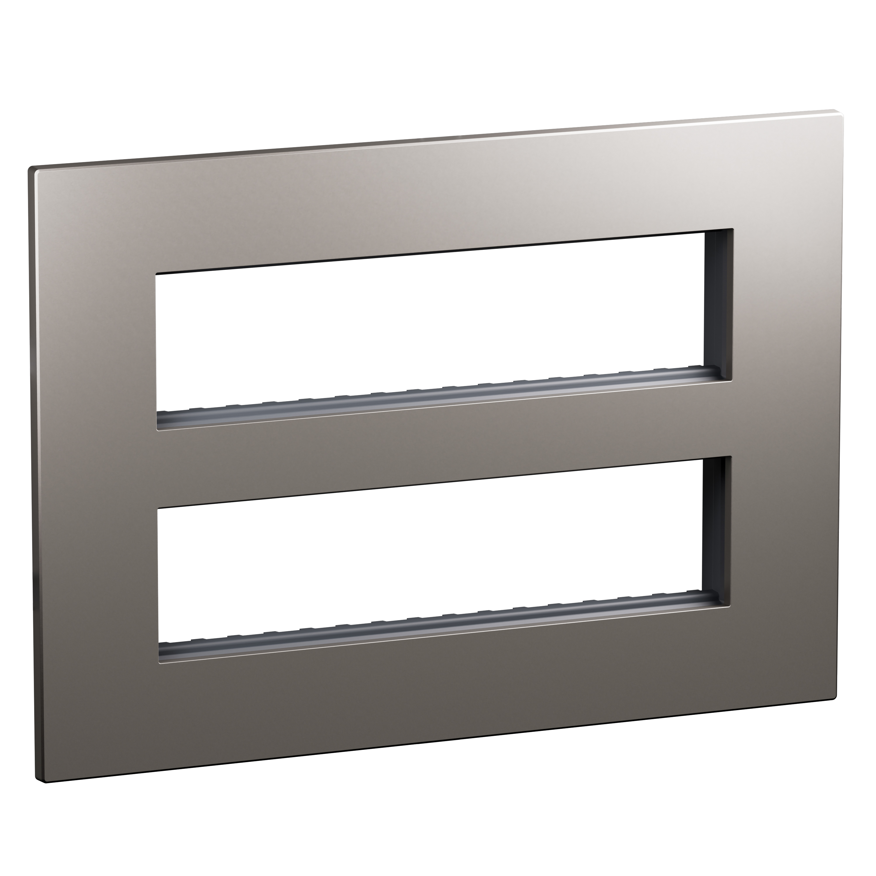 8 Module Frame Drawing 2x8 modules plate+frame matt titanium - 2-gang horizontal cover frame ...