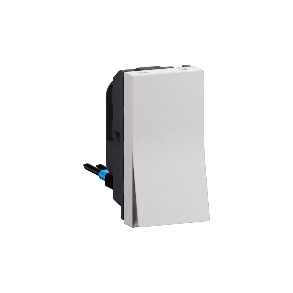 1 module 1 way 10AX single pole slender switch with blue locator matt ...