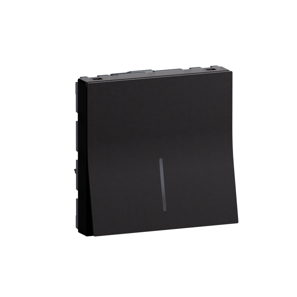 2 modules 1 way 10AX single pole switch with indicator matt black - 2M ...