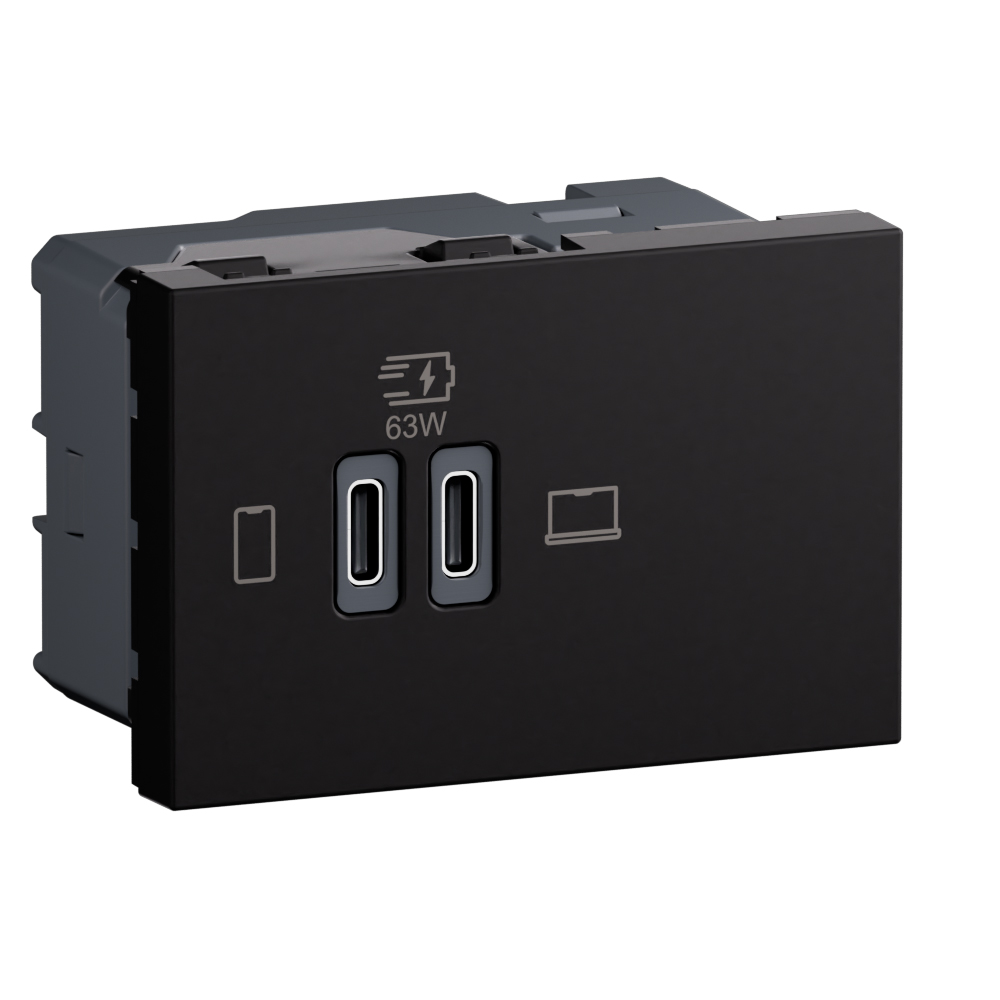 Arteor Advance - 3 modules 2 USB C+C power delivery 63W charger matt ...