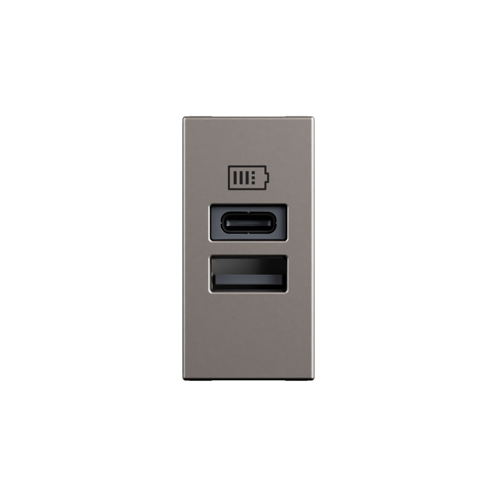 Single Module Usb Socket Arteor Advance - 1 module 2 USB A+C 15W charger champagne - 1 USB-A + 1 ...