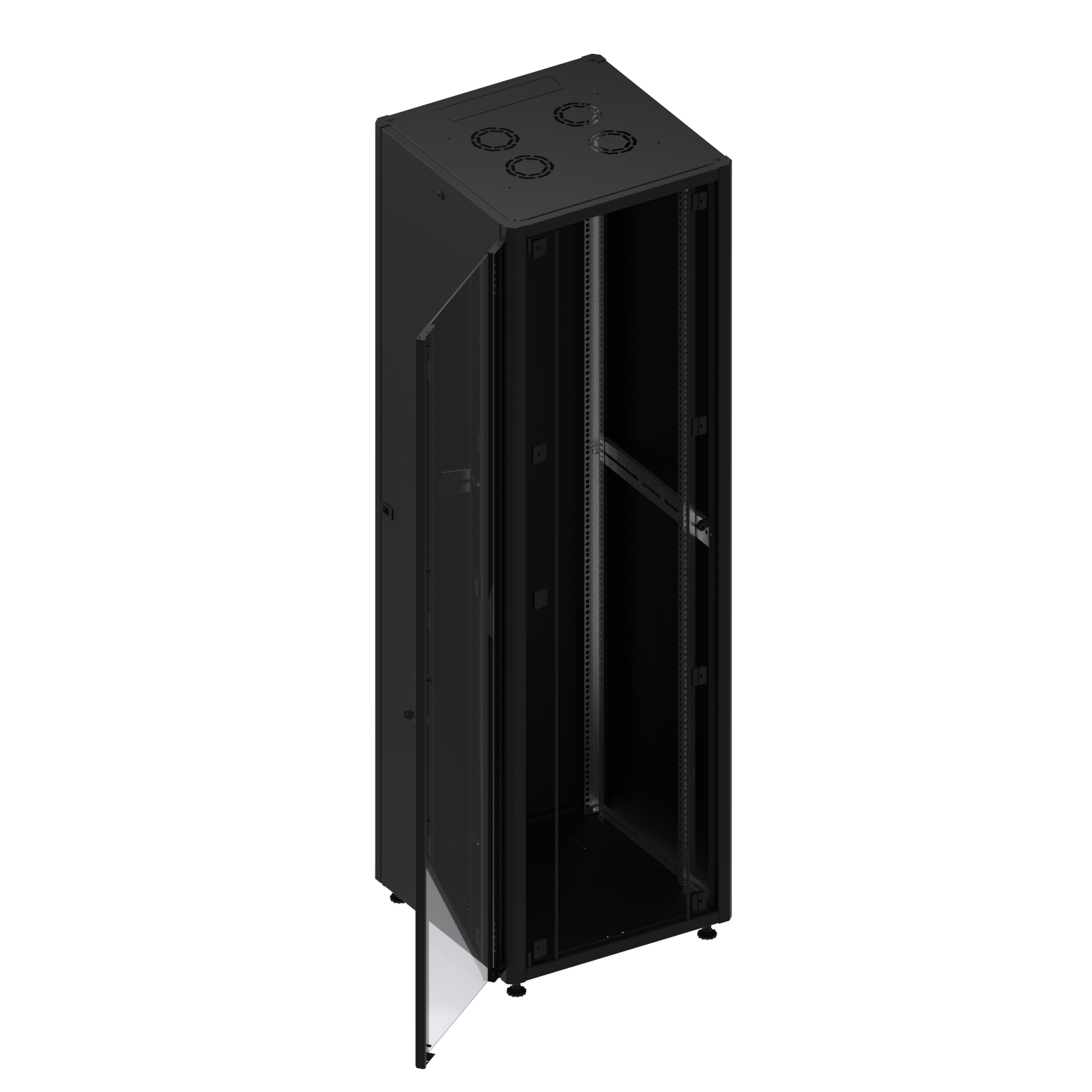 Server cabinet 22U 600x800 with front glass door and rear metal door ...