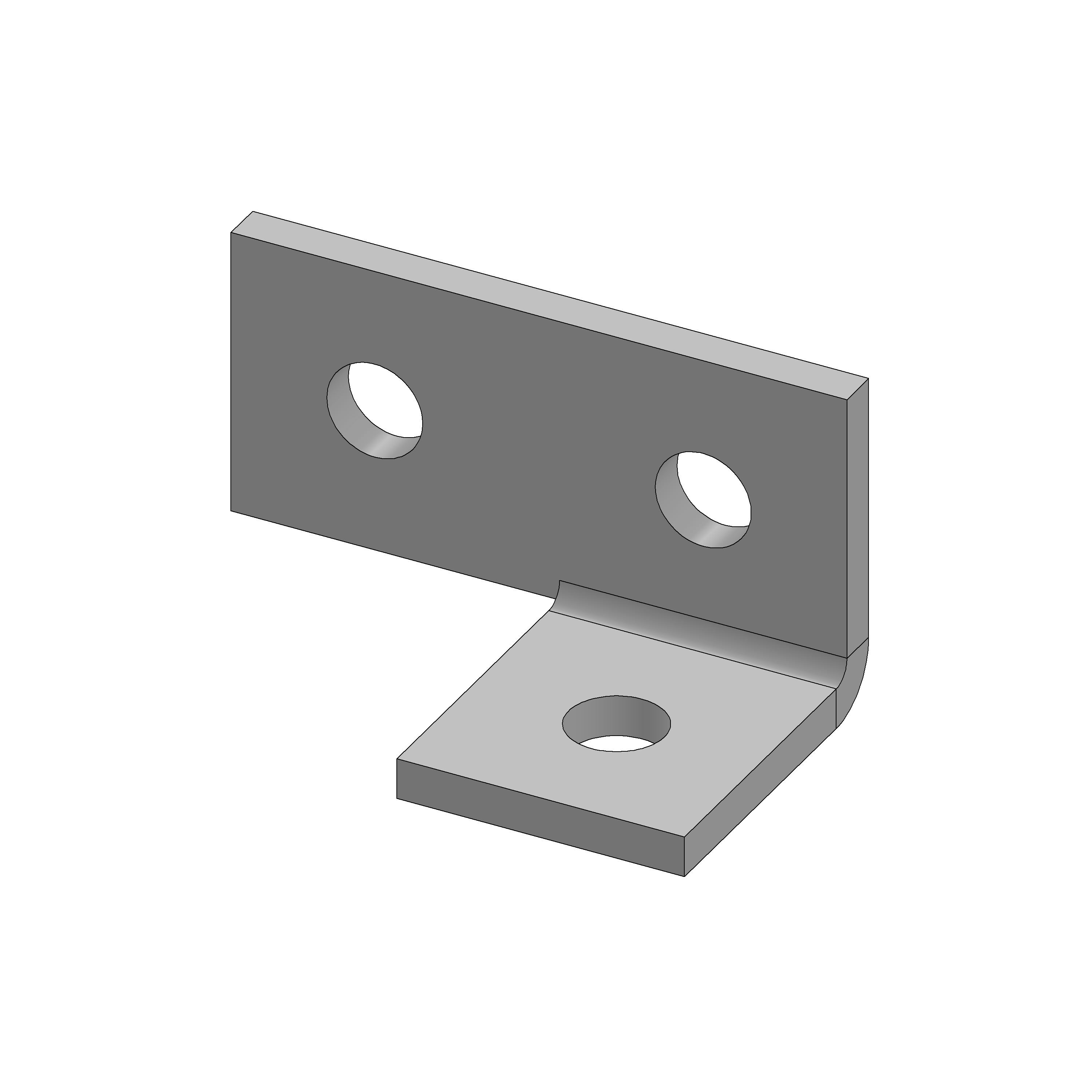 90 Degree Hot Dip Galvanized Angle Fitting with 3 Holes | EM1037HDG | MSS
