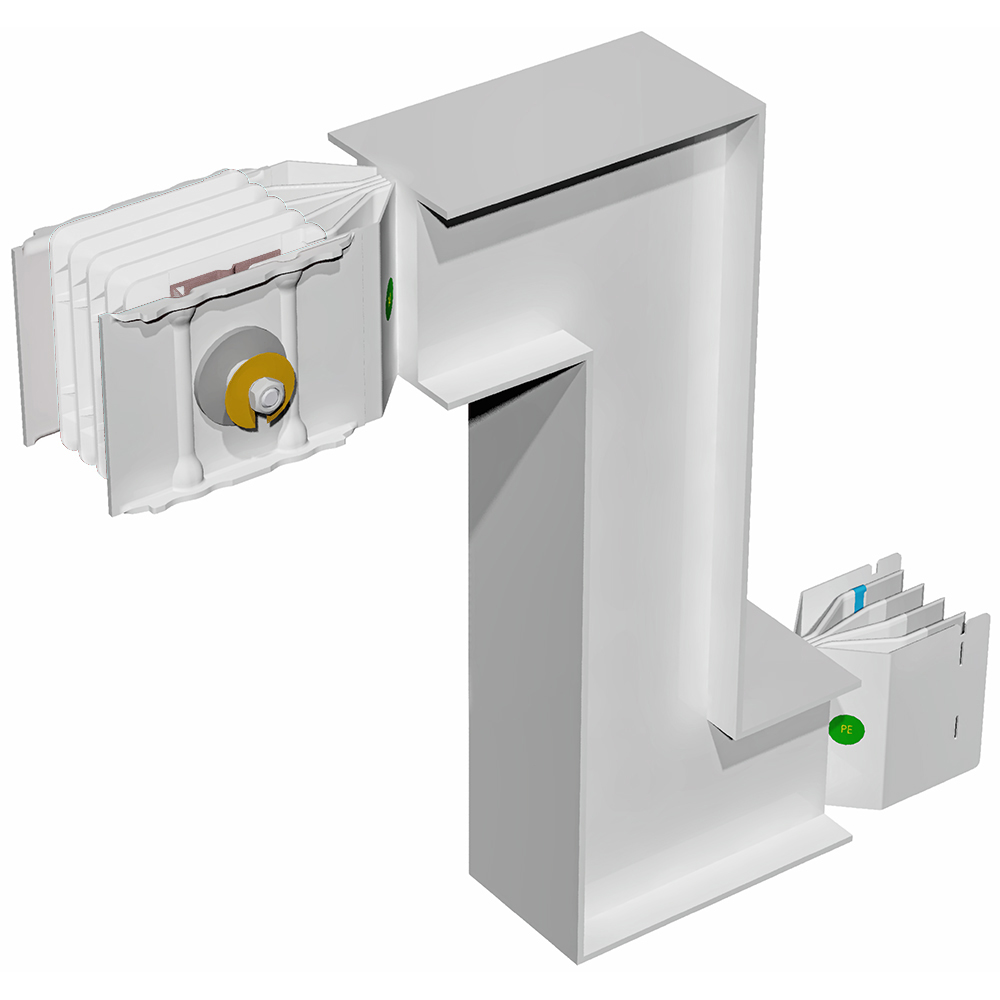 Double vertical elbow XCP-S (Al). Right Type 2 - In= 1000A