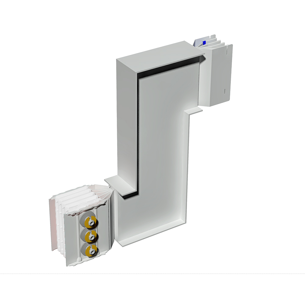 Double vertical elbow XCP-S (Al). Left Type 1 - In= 1600A