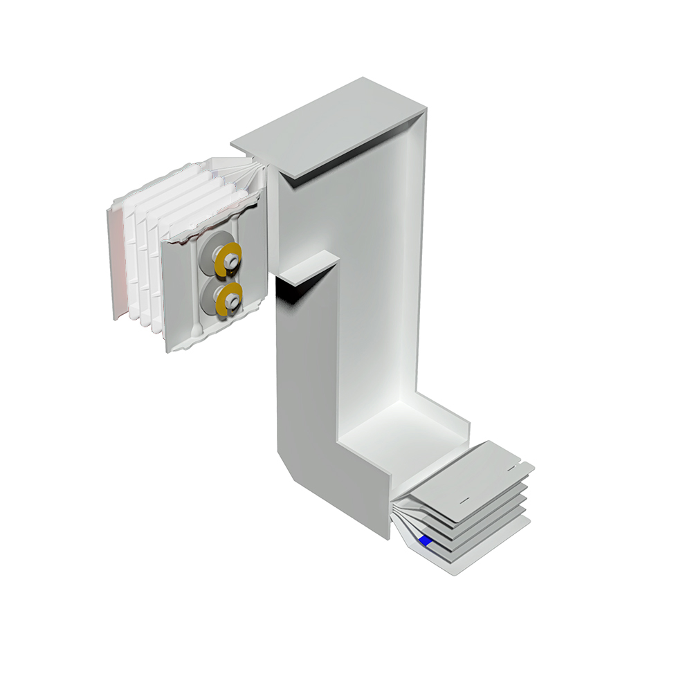 Double vertical and horizontal elbow XCP-S (Al). Type 1 - In= 1250A