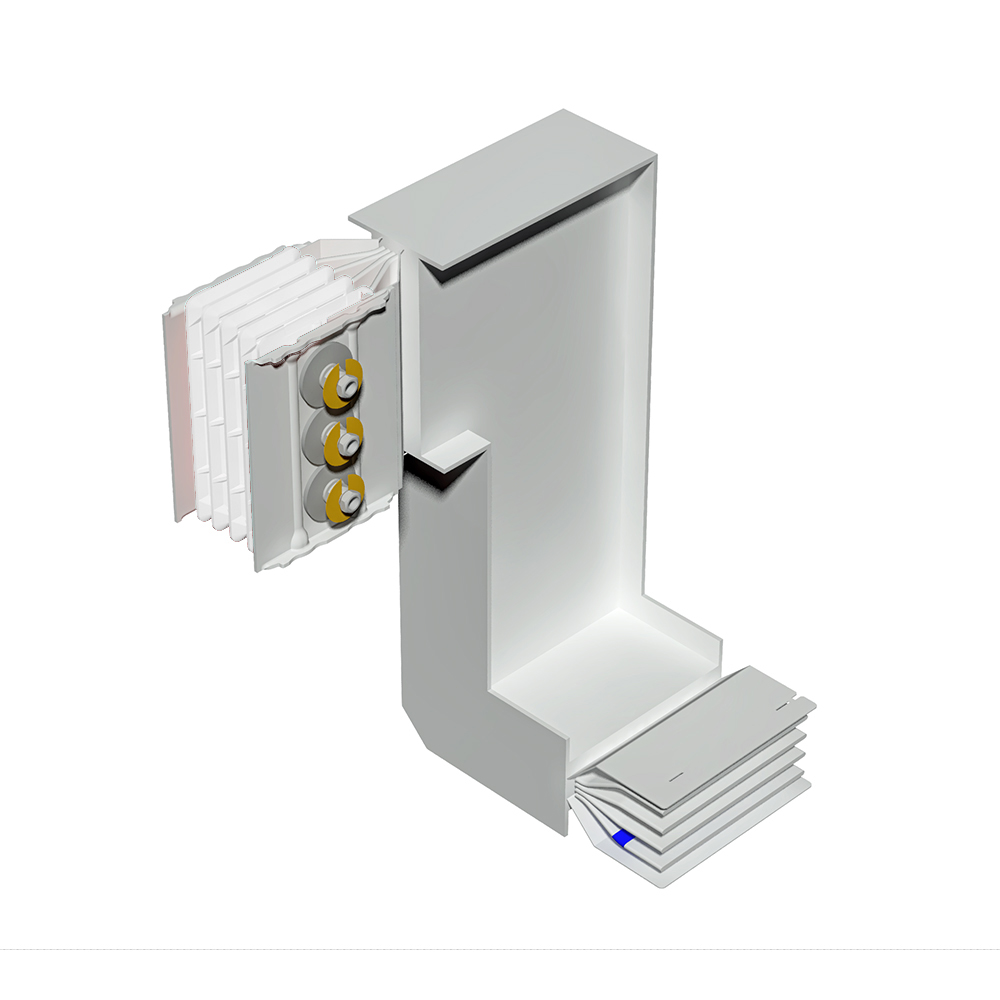 Double vertical and horizontal elbow XCP-S (Al). Type 1 - In= 1600A