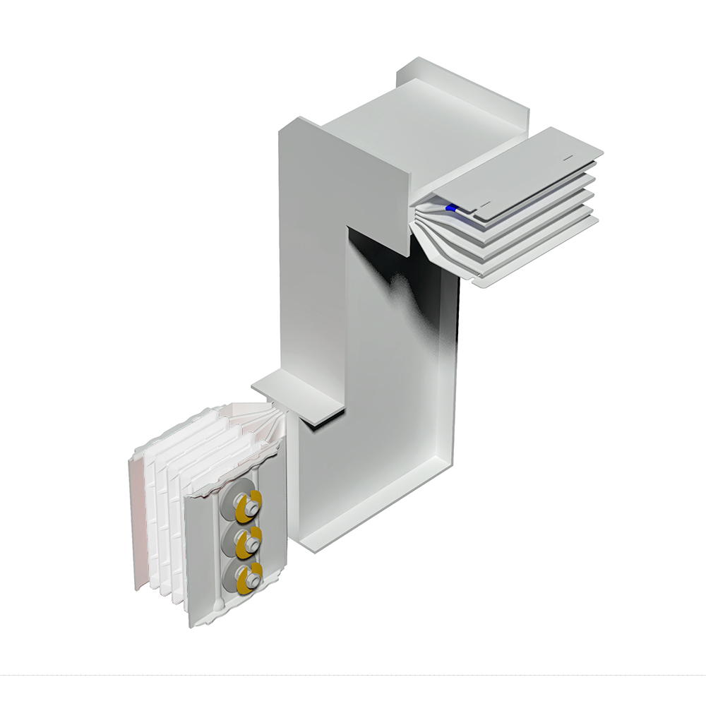 Double vertical and horizontal elbow XCP-S (Al). Type 3 - In= 2000A