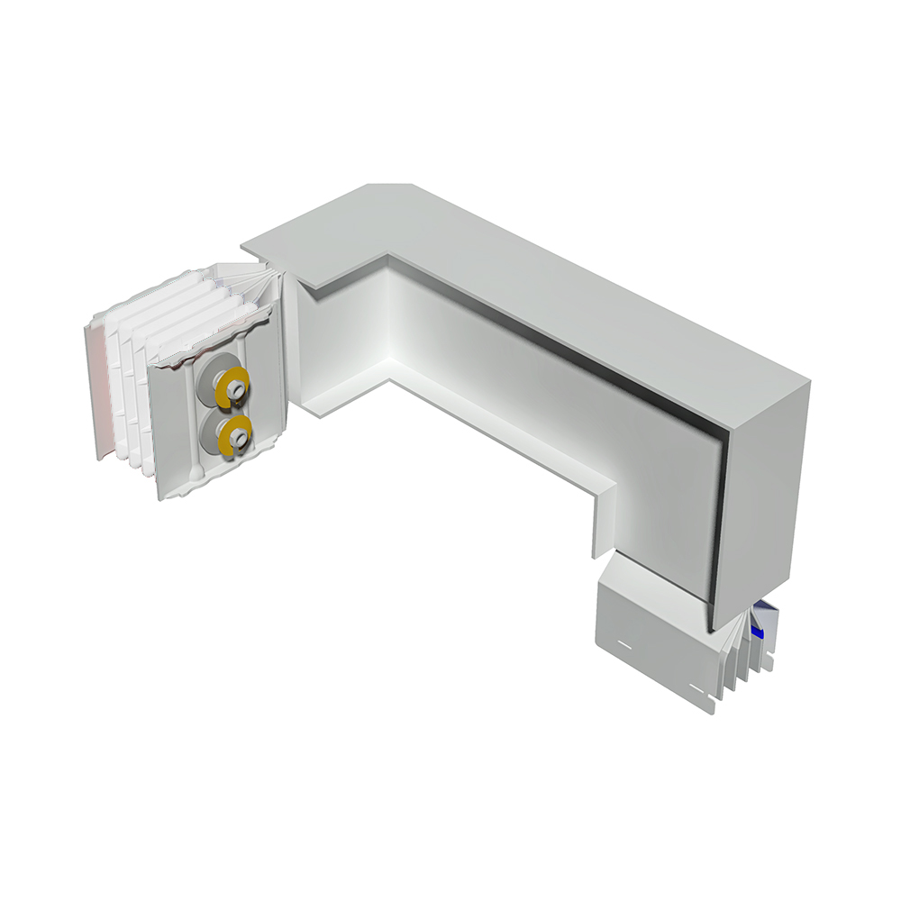 Double horizontal and vertical elbow XCP-S (Al). Type 1 - In= 1250A