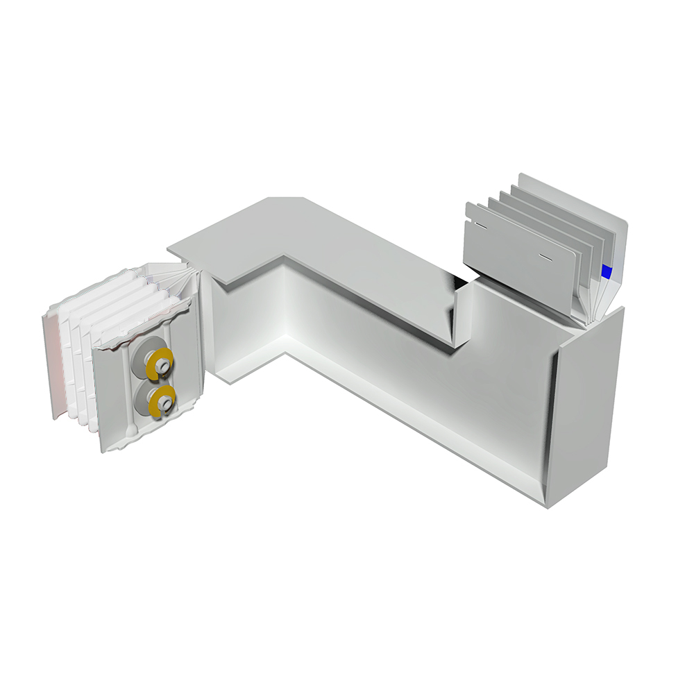 Double horizontal and vertical elbow XCP-S (Al). Type 2 - In= 1250A