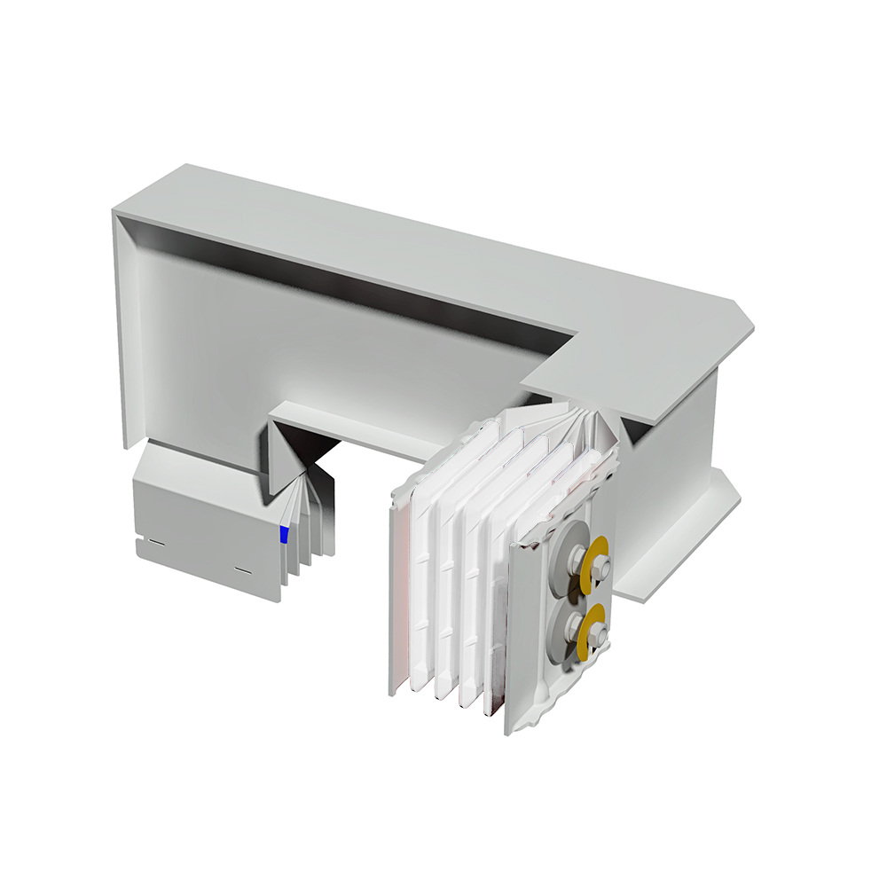 Double horizontal and vertical elbow XCP-S (Al). Type 3 - In= 1250A