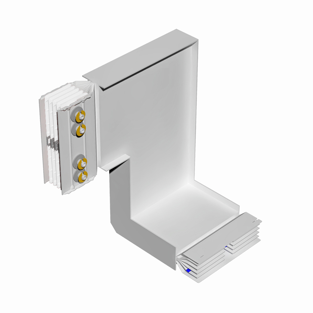 Double vertical and horizontal elbow XCP-S (Al). Type 1 - In= 2500A