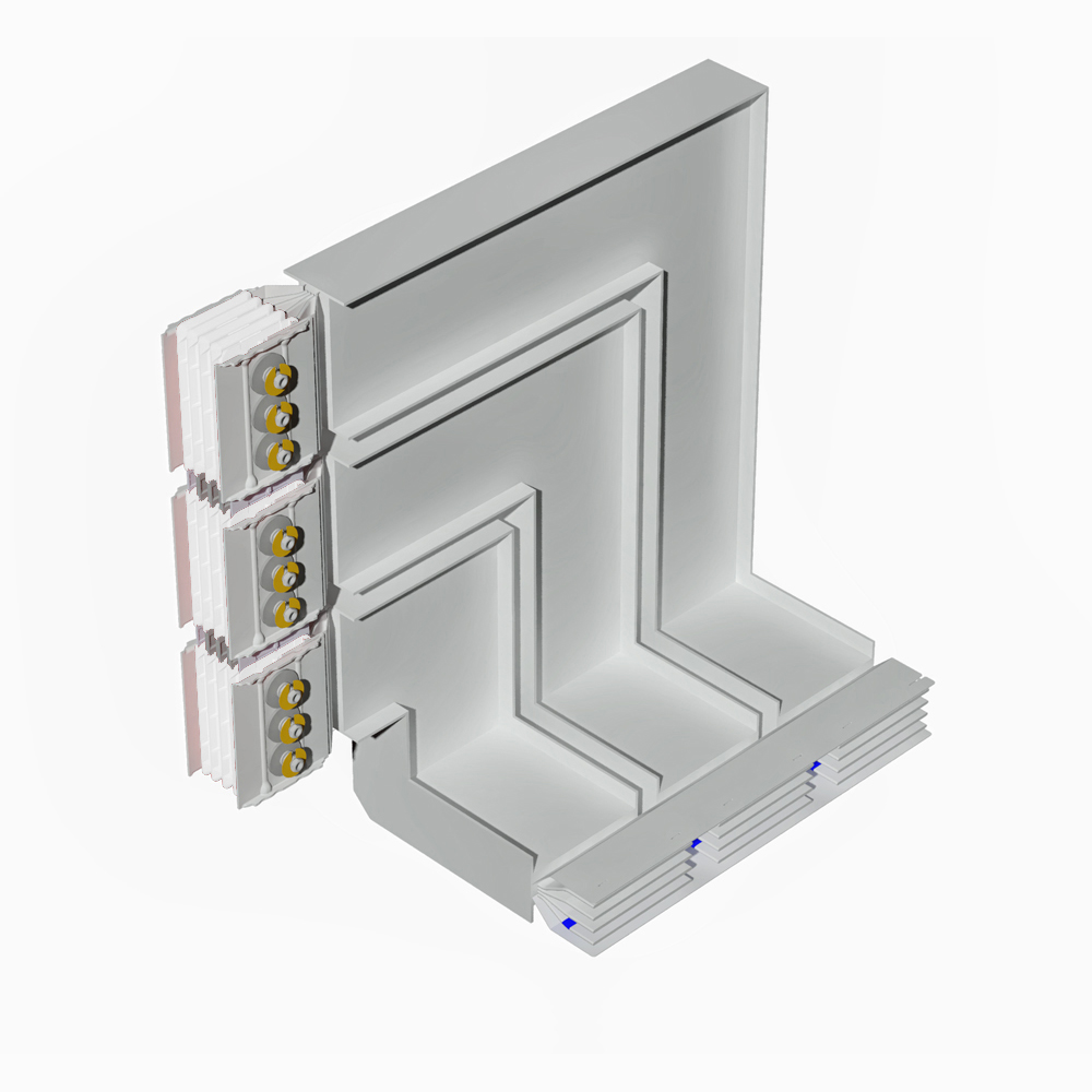 Double vertical and horizontal elbow XCP-S (Al). Type 1 - In= 5000A