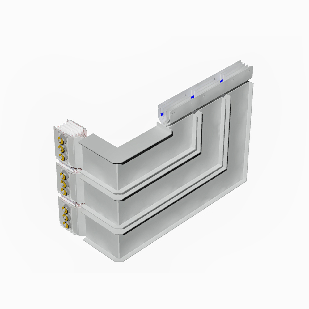 Double horizontal and vertical elbow XCP-S (Al). Type 4 - In= 5000A