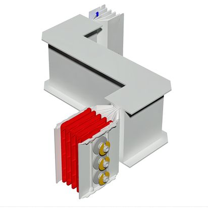 Double horizontal elbow XCP-HP (Cu). Left Type 2 - In= 2500A