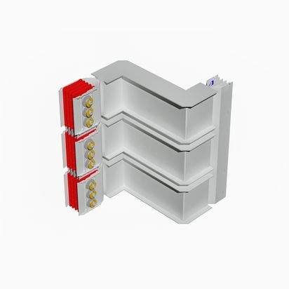 Double horizontal elbow XCP-HP (Cu). Right Type 1 - In= 6300A