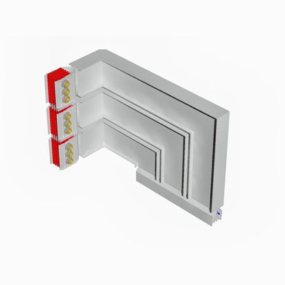Double horizontal and vertical elbow XCP-HP (Cu). Type 1 - In= 6300A