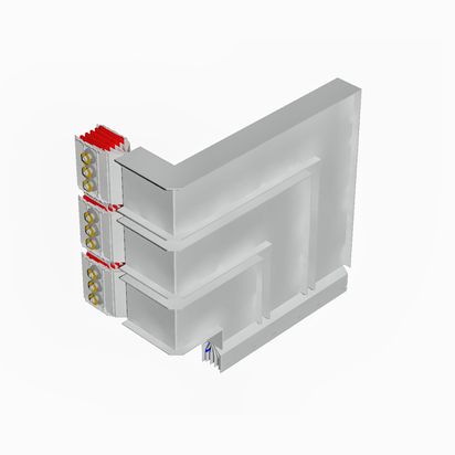 Double horizontal and vertical elbow XCP-HP (Cu). Type 3 - In= 6300A