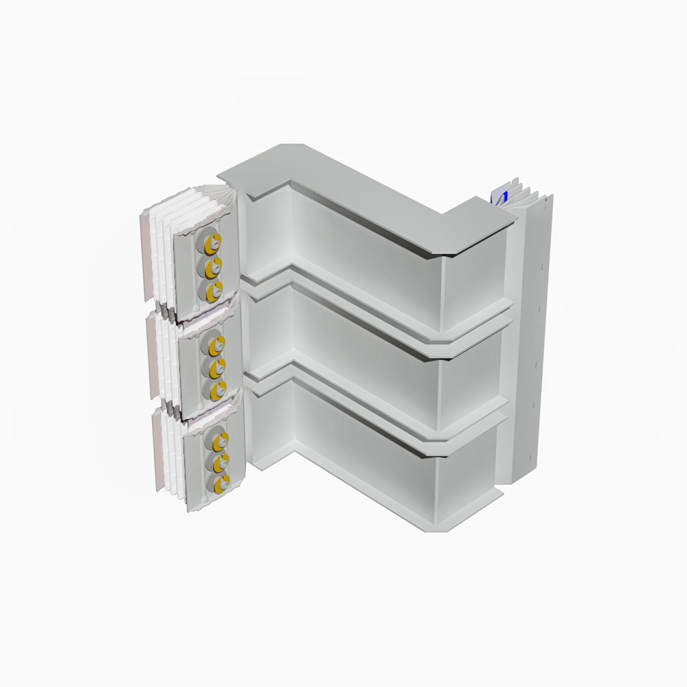 Double horizontal elbow XCP-S (Cu). Right Type 1 - In= 6300A