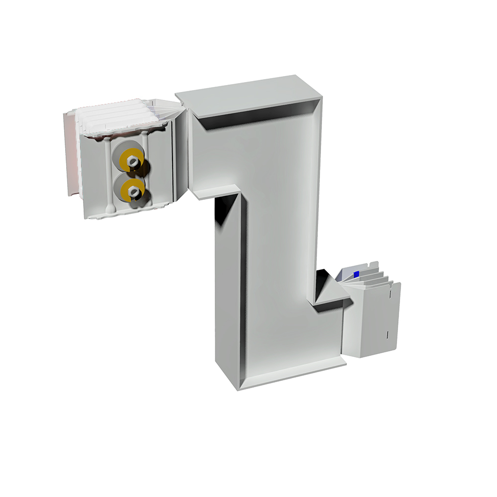 Double vertical elbow XCP-S (Cu). Right Type 2 - In= 2500A