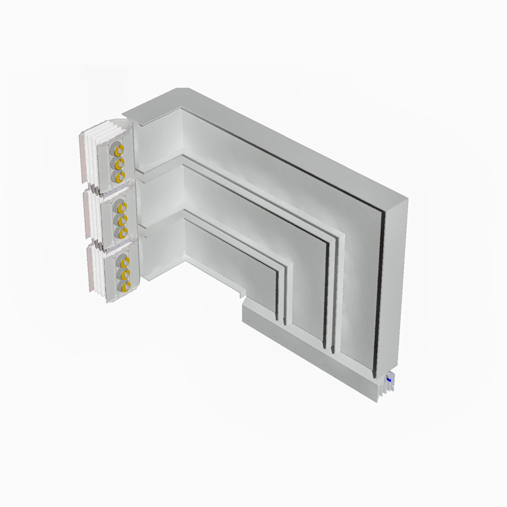 Double horizontal and vertical elbow XCP-S (Cu). Type 1 - In= 6300A