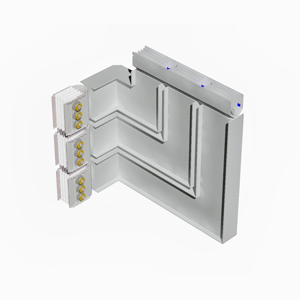 Double horizontal and vertical elbow XCP-S (Cu). Type 2 - In= 6300A