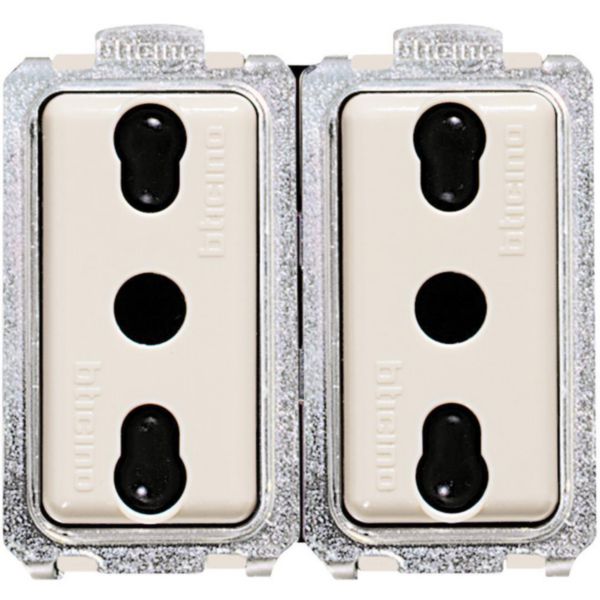 Double socket Italian standard 2P+T