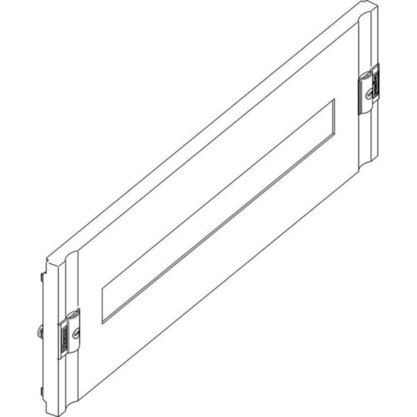 Front panel with screws 1/4 turn (plastic) and DIN35 window for 24 modules 600x200mm