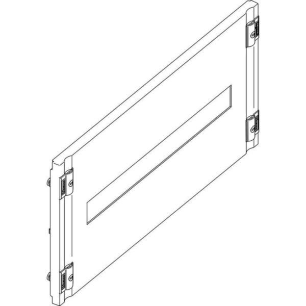 Front panel with screws 1/4 turn (plastic) and DIN35 window for 24 modules 600x300mm