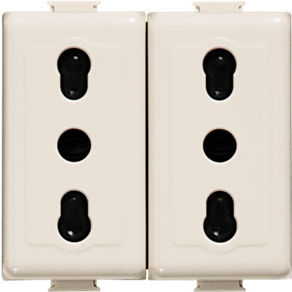 Socket duplex 2P+T 10/16A - centre distance 19 and 26 mm