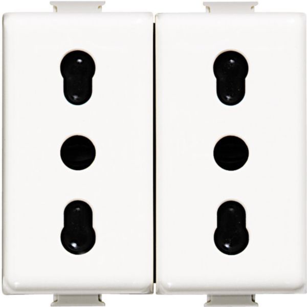 Socket duplex 2P+T 10/16A centre distance 19 and 26 mm