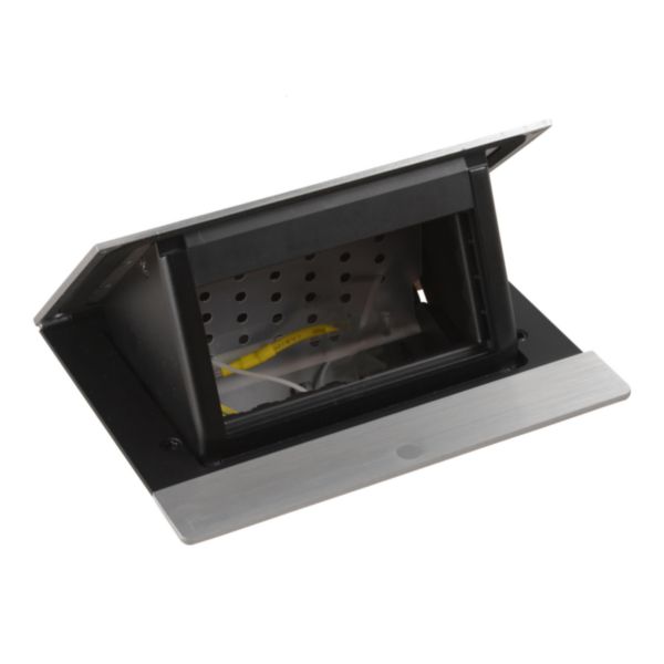 Pop-up - For flush mounting in furniture. 4 modules - Cover finish Brushed aluminum