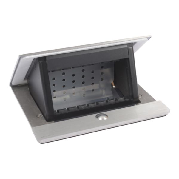 Pop-up - For flush mounting in furniture. 4 modules - Cover finish Brushed aluminum (IP44)
