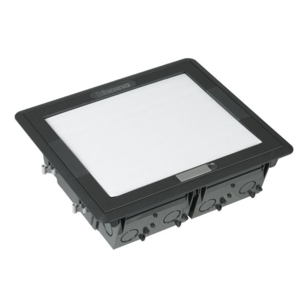 Floor boxes for installation in floating and concrete floors. To be equipped with MatixGO functions or DIN modules. Modules 16-20.