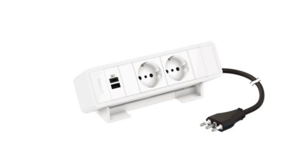 Desktop multi-outlet extensions equipped  with MatixGO power sockets and USB chargers - 6 modules - Color: white
