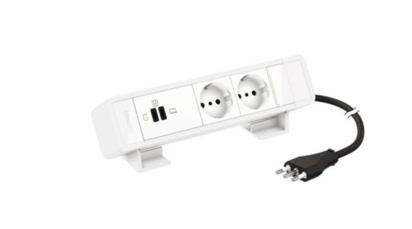 Desktop multi-outlet extensions equipped  with MatixGO power sockets and USB chargers - 8 modules - Color: white