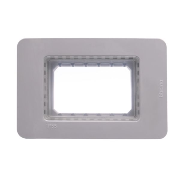 IP55 Cover plate - 3 modules - grey