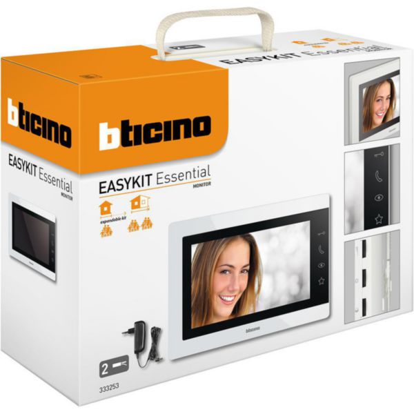 7" White finish EASYKIT Essential additional monitor with plug-in power supply