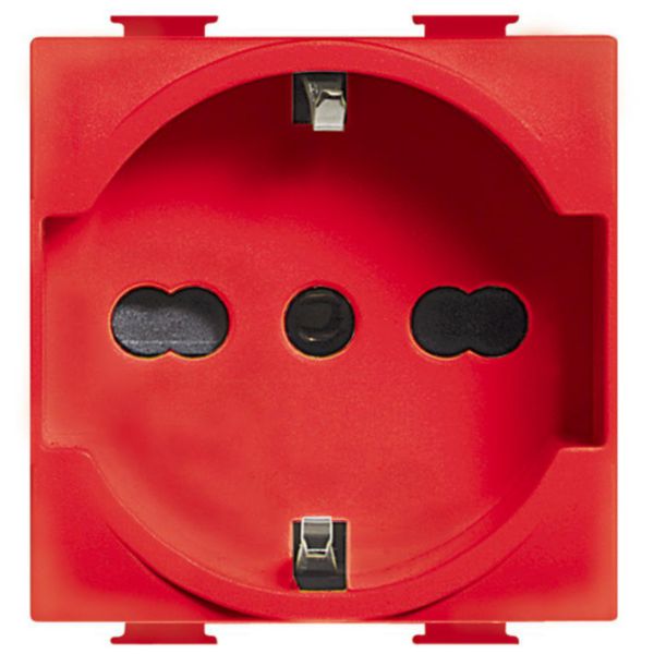 Socket 2P+T 16 A 250 Vac - centre distance 19 mm and 26 mm - earth lateral contacts