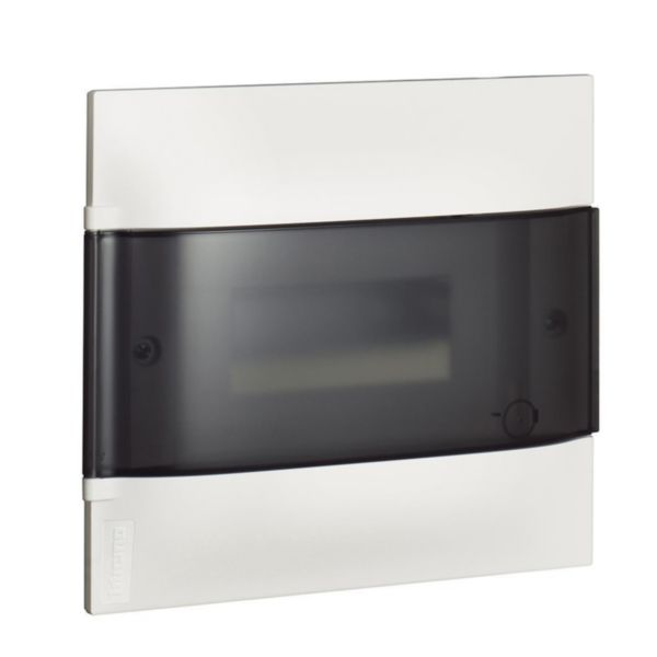 LINEA HABITA flush-mounting switchboard with door dark colour, 8 modules