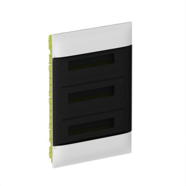 LINEA HABITA flush-mounting switchboard with door dark colour, 3x18 modules