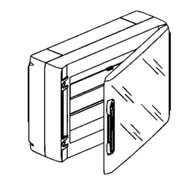 Wall mounted switchboard with box and transparent door, 18 modules