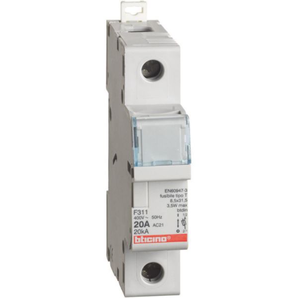 Fuse carrier 1P - 20A - 400V - fuses type T (8.5x31.5 mm) - 1 module