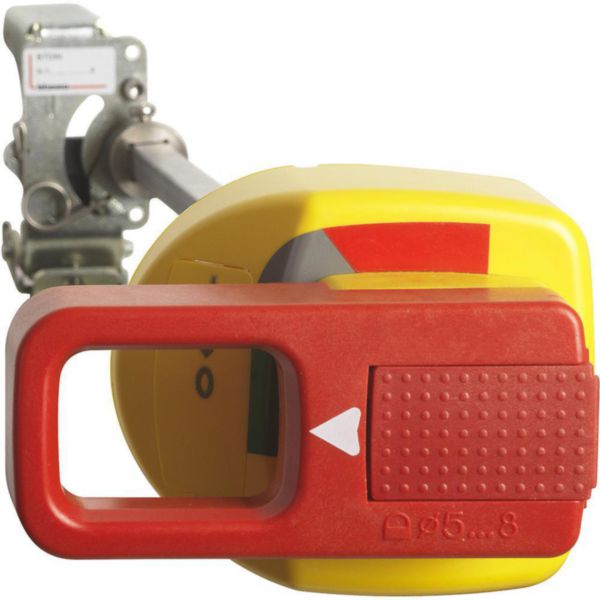 Vary-depth rotary handle for BTDIN circuit breakers (emergency red/yellow)